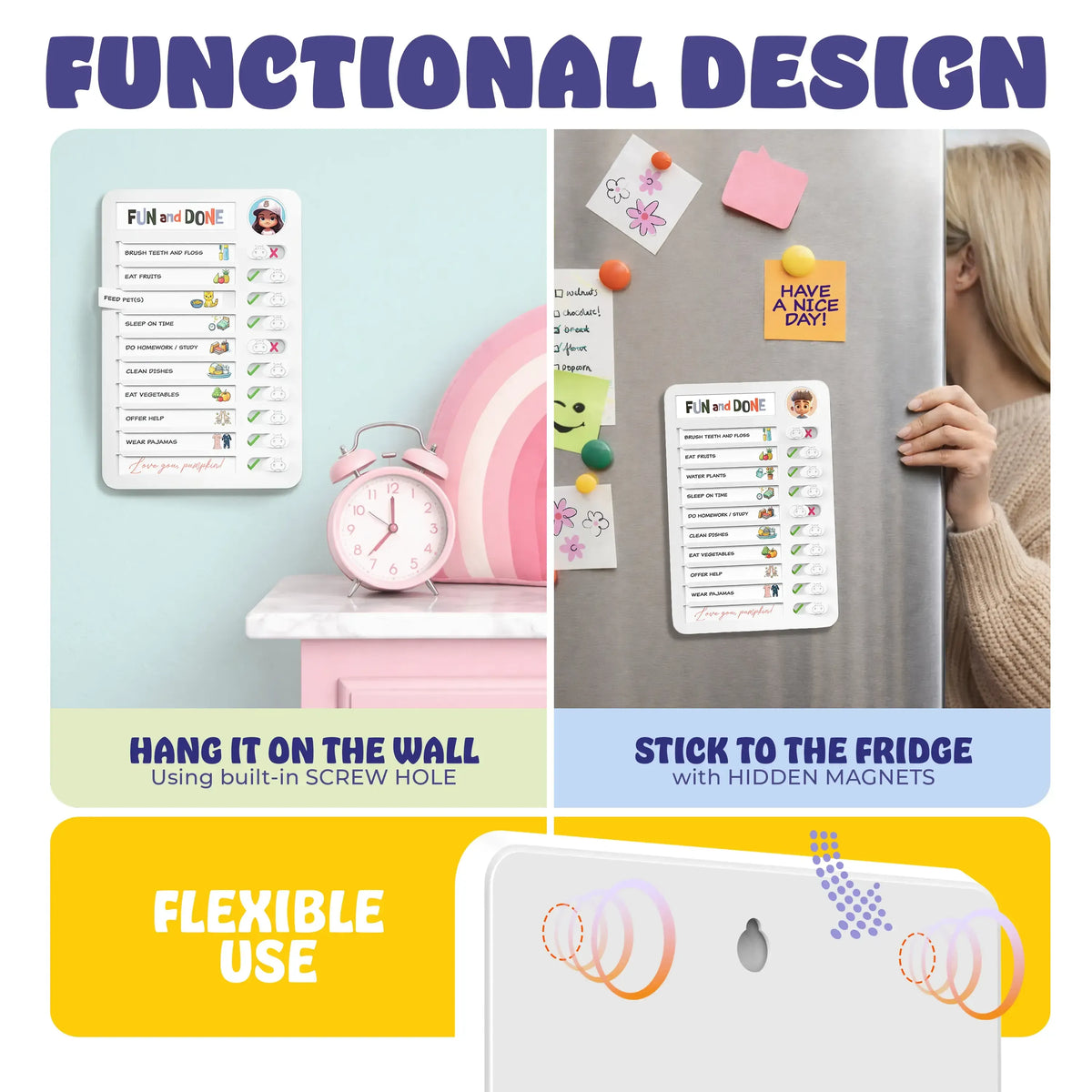 ✨Magnetic Kids Daily Routine Chore Chart, Visual Task Board with Stickers & Icons, Autism & ADHD Kids Routine Tool