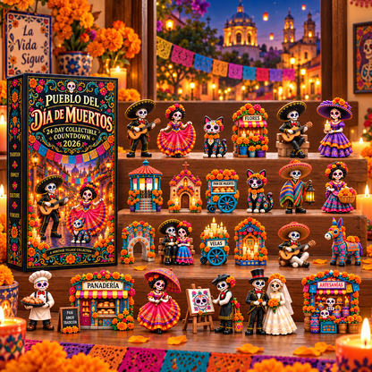 ⚡Pueblo del Día de Muertos 2026 – 24-Day Day of the Dead Collectible Countdown Calendar with 24 Unique Miniatures