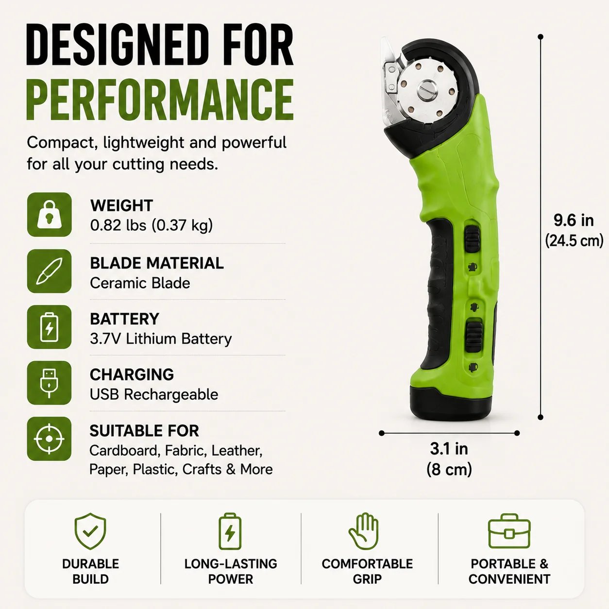 🎉 Cordless Electric Scissors 3.7V – Rechargeable Heavy Duty Cutter with Safety Lock