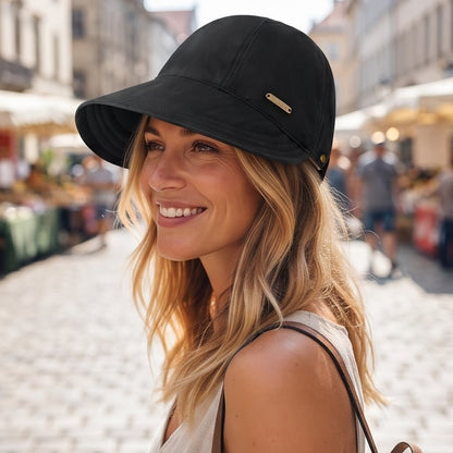 👒 Women’s Wide Brim Sun Visor Hat – UPF 50+ Open Top Ponytail Cap for Beach, Golf & Outdoor Sun Protection