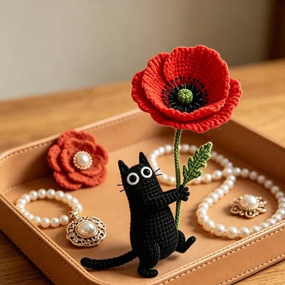 🔥HOT SALE 49% OFF🔥Unisex Memorial Day Poppy Cat Handcrafted Keepsake