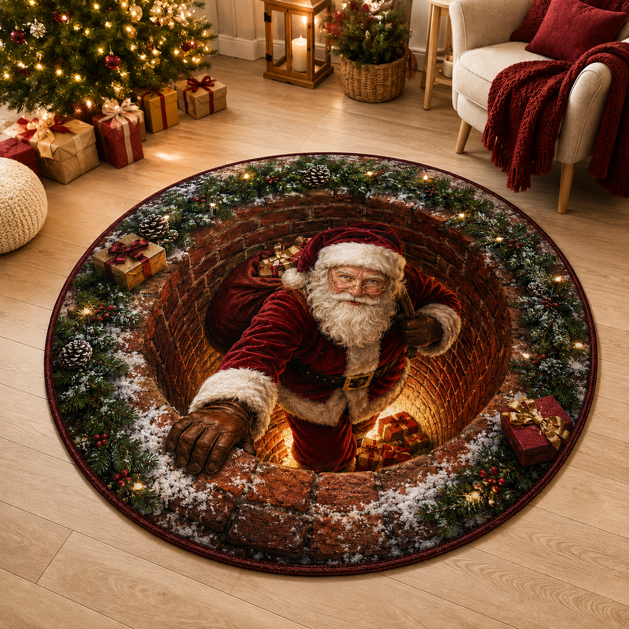 🎄 Christmas 3D Illusion Rug – Magical Holiday Portal Floor Decor
