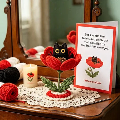🔥HOT SALE 49% OFF🔥Unisex Memorial Day Poppy Cat Handcrafted Keepsake