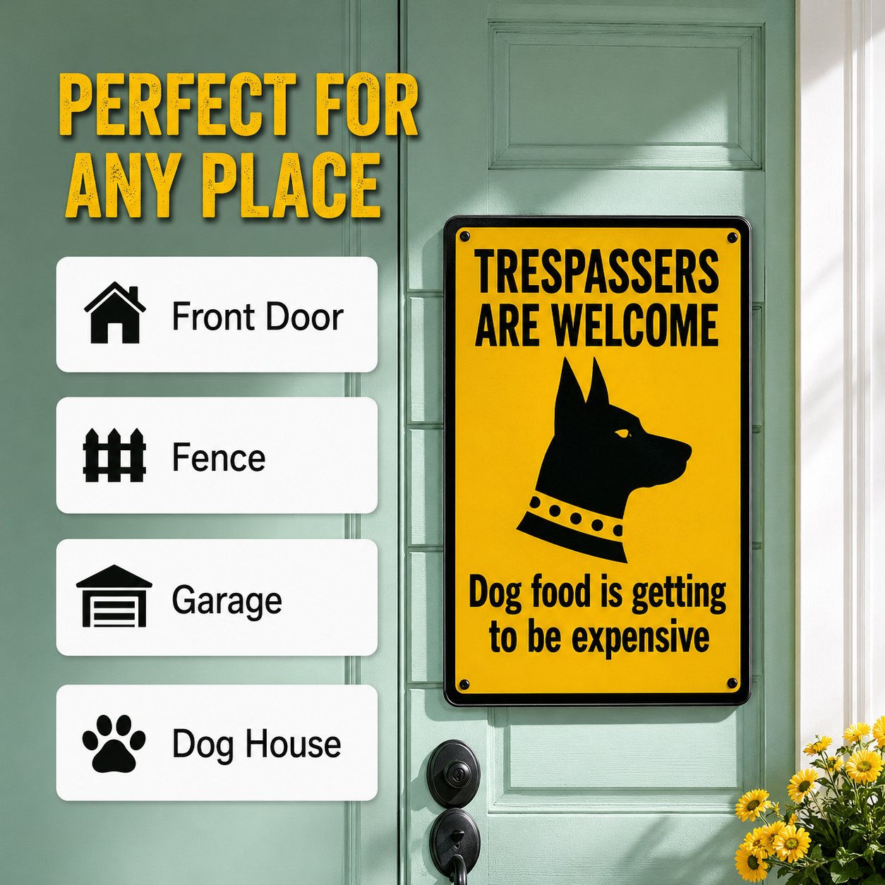 😂 Limited-Time Sale 49% OFF —  Funny Dog Warning Sign丨Trespassers Welcome 🐕
