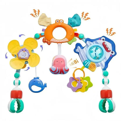 🎁Perfect Gift for Kids🎁Baby Stroller Hanging Toy, Multifunction Interactive Play Sensory Toy for Early Learning and Baby Entertainment