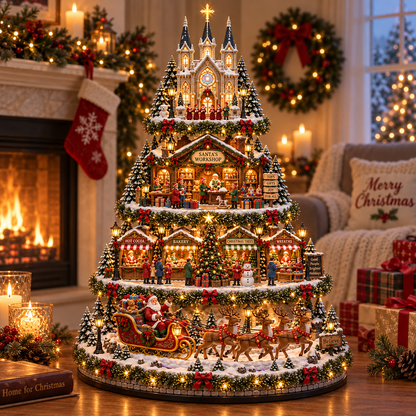 🔥 LAST DAY 49% OFF Merry Little Village Collection – Christmas Train & Storybook Village Tree