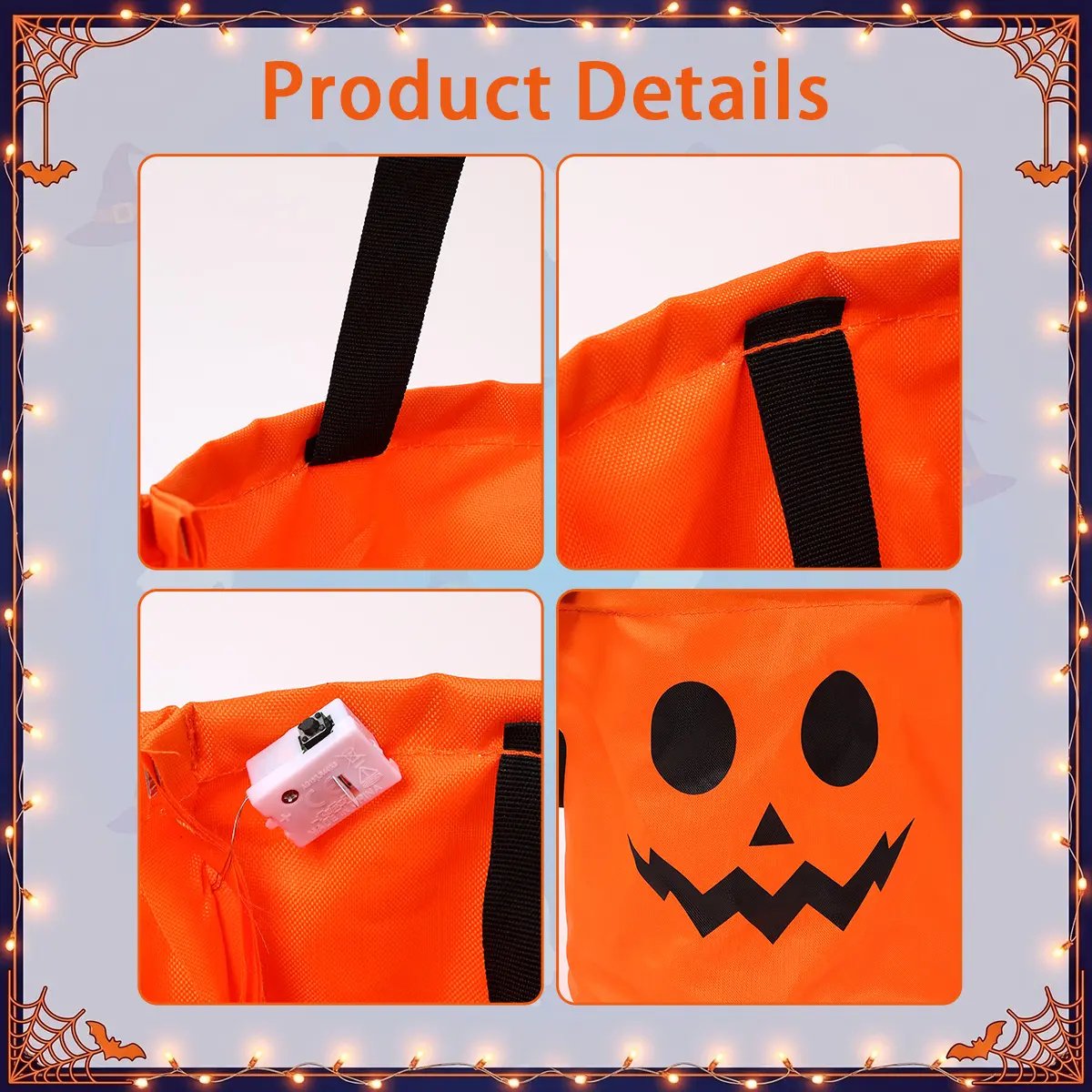 ✨Halloween Glowing Pumpkin Bags – LED Lights & Spacious Interior 🍬