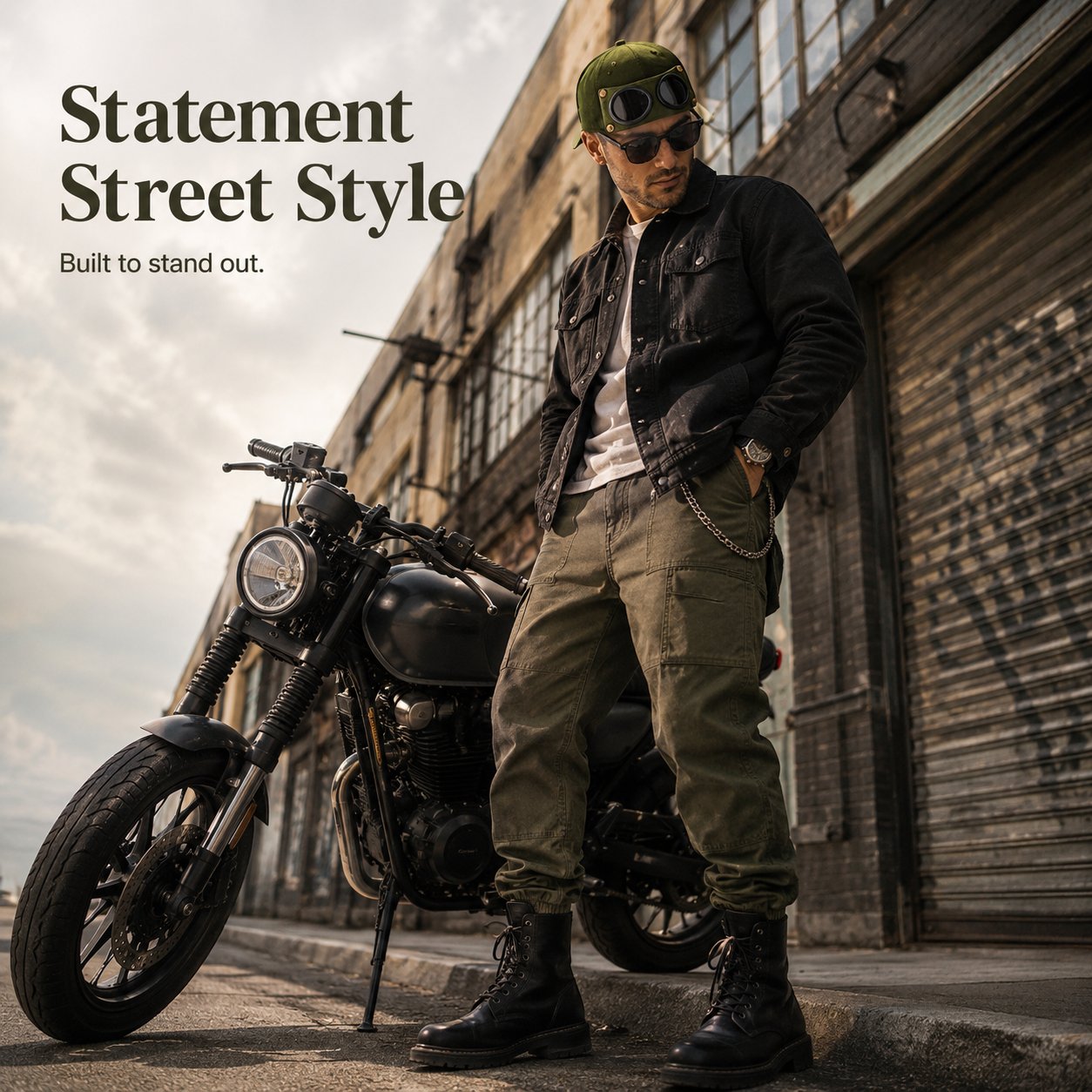 Detachable Goggle Pilot Baseball Cap Vintage Washed Cotton Hat for Street Fashion & Daily Outfit