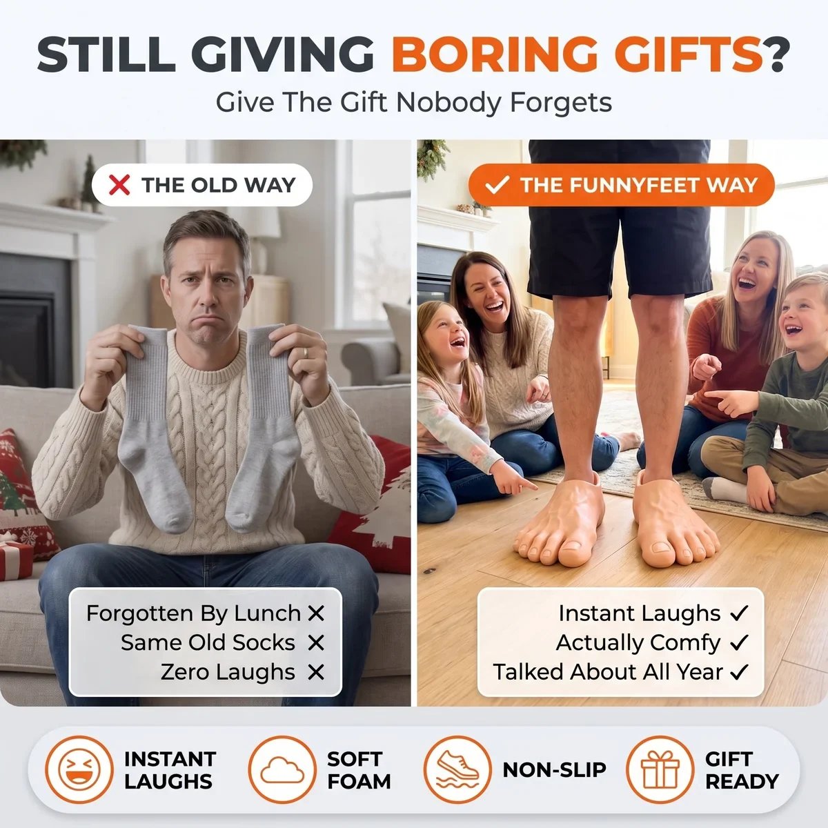 🔥 Last Day 49% OFF – Barefoot Prank Slippers