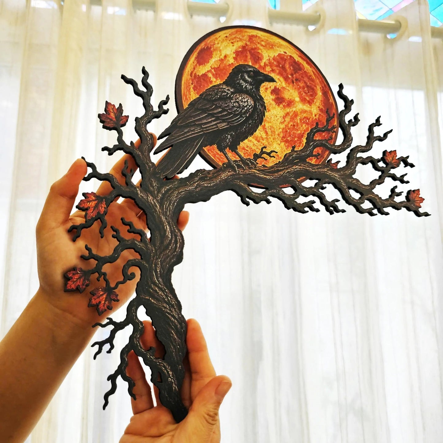 🐦‍⬛🌕 Raven Moon Halloween Corner Decor