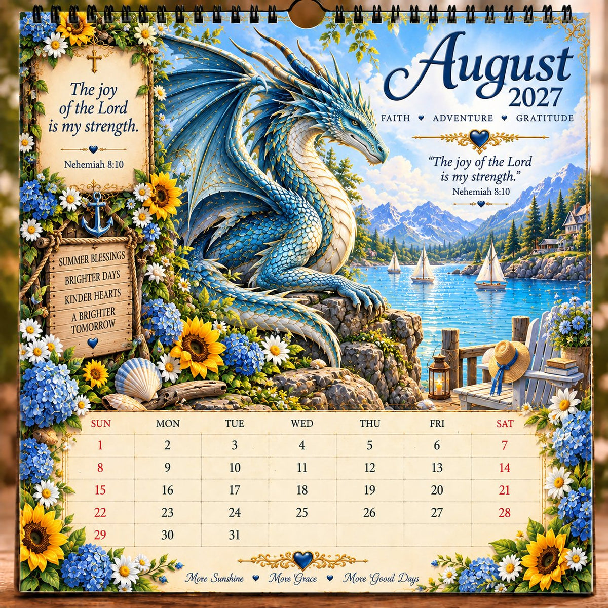 🐉📖2027 Dragon Seasons of Faith Calendar – 12 Fantasy Dragons, Scripture & Seasonal Christian Art