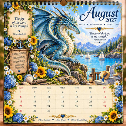 🐉📖2027 Dragon Seasons of Faith Calendar – 12 Fantasy Dragons, Scripture & Seasonal Christian Art