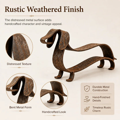 Rustic Charm, Dachshund Style — Metal Sculpture for Home & Garden