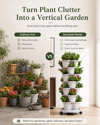 Stackable Vertical Planter with Wheels & Smart Drainage