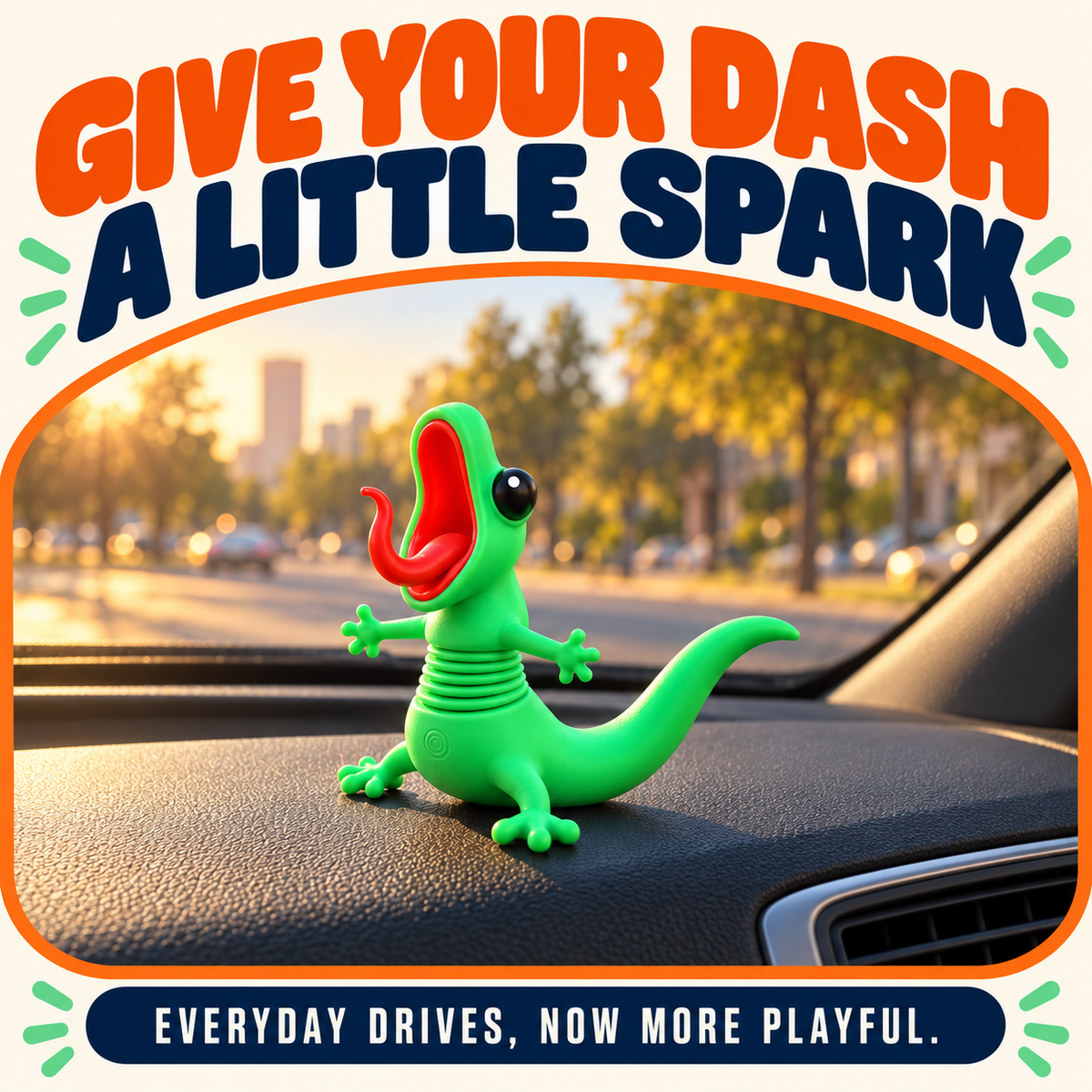 🦎🏍️ Roadside Lizard Buddy – Car & Motorcycle Decor