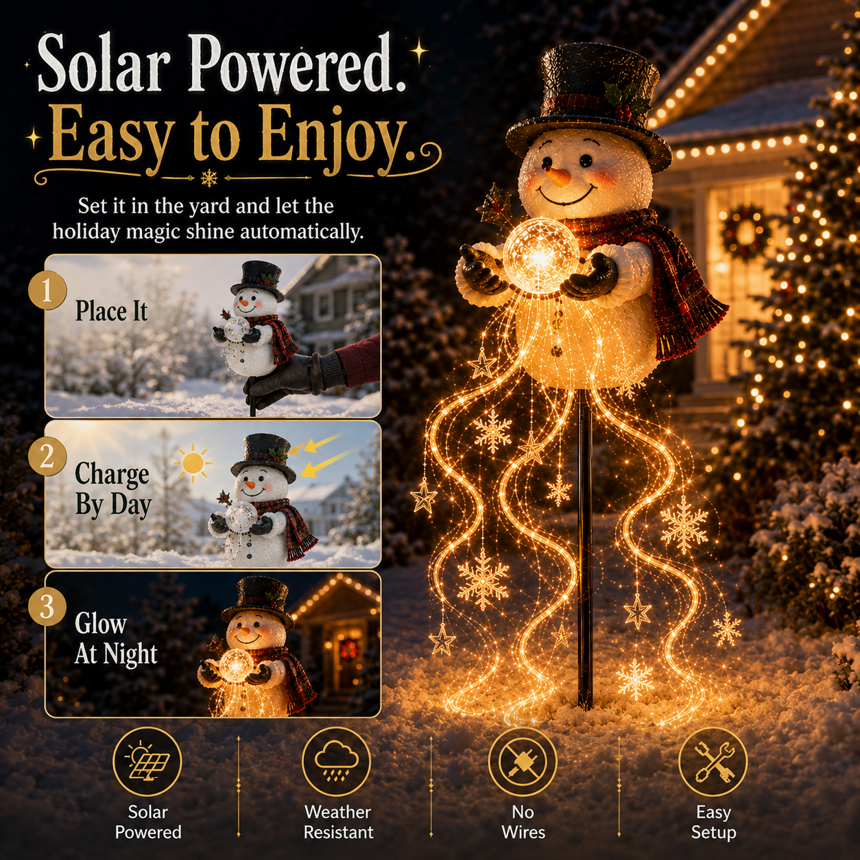 🎄49% OFF🎄 Snowman Magic Fountain™-Flowing Snowflake LED Christmas Garden Light❄️