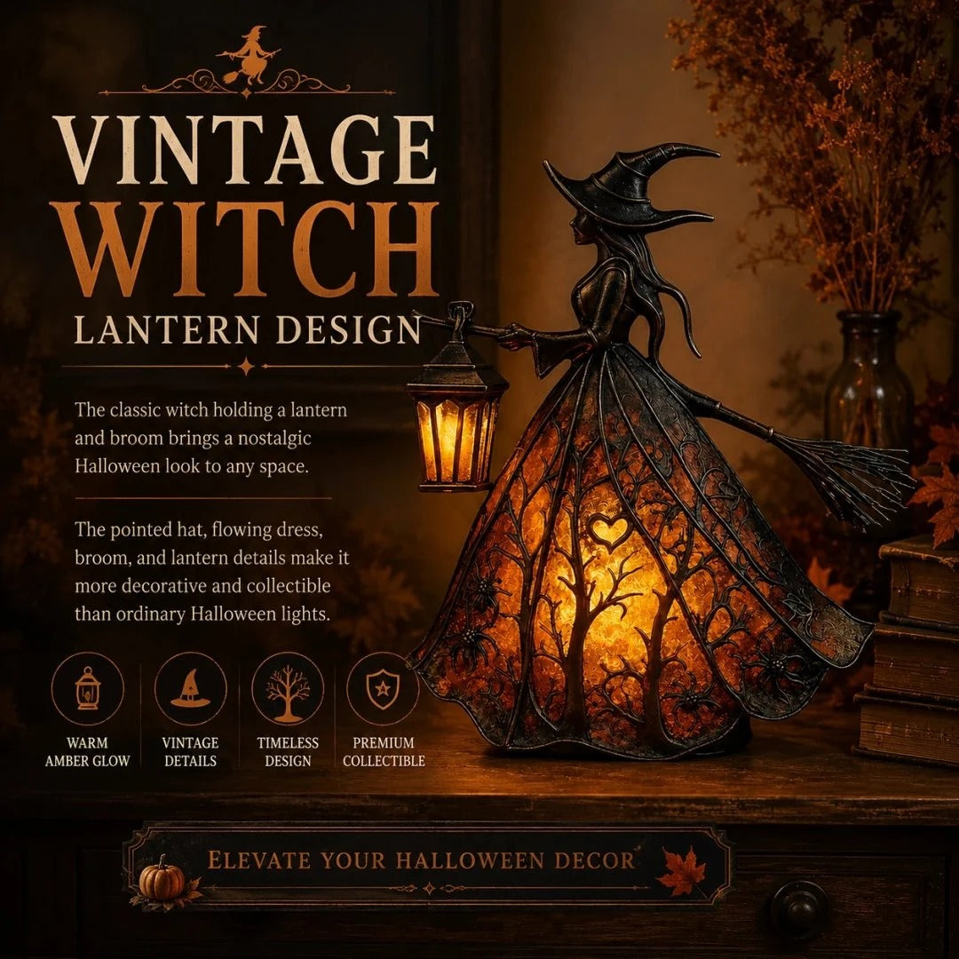 Vintage Witch Lantern Halloween Decoration
