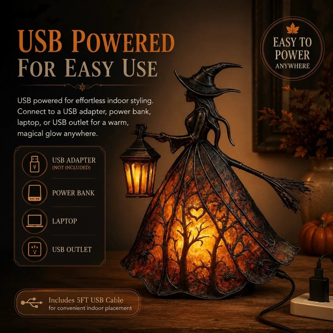 USB Powered Halloween Witch Lamp