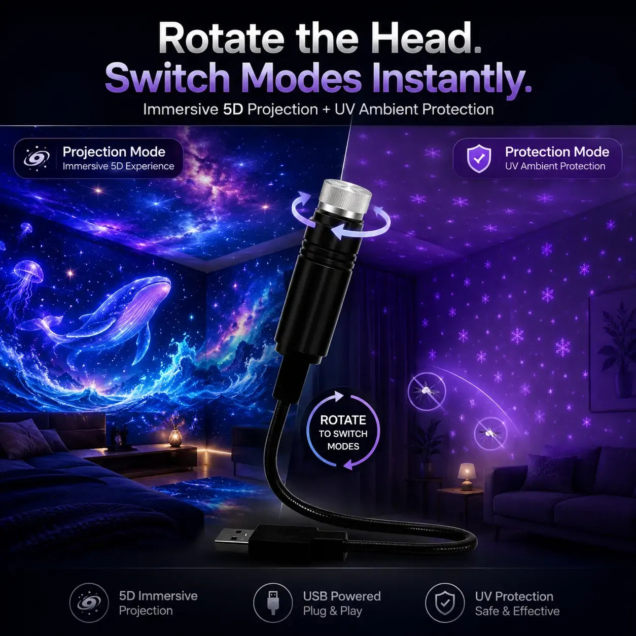🔥LAST DAY 70% OFF💖🔥Night Light Projector 🔥- Smart Holographic Star Projector