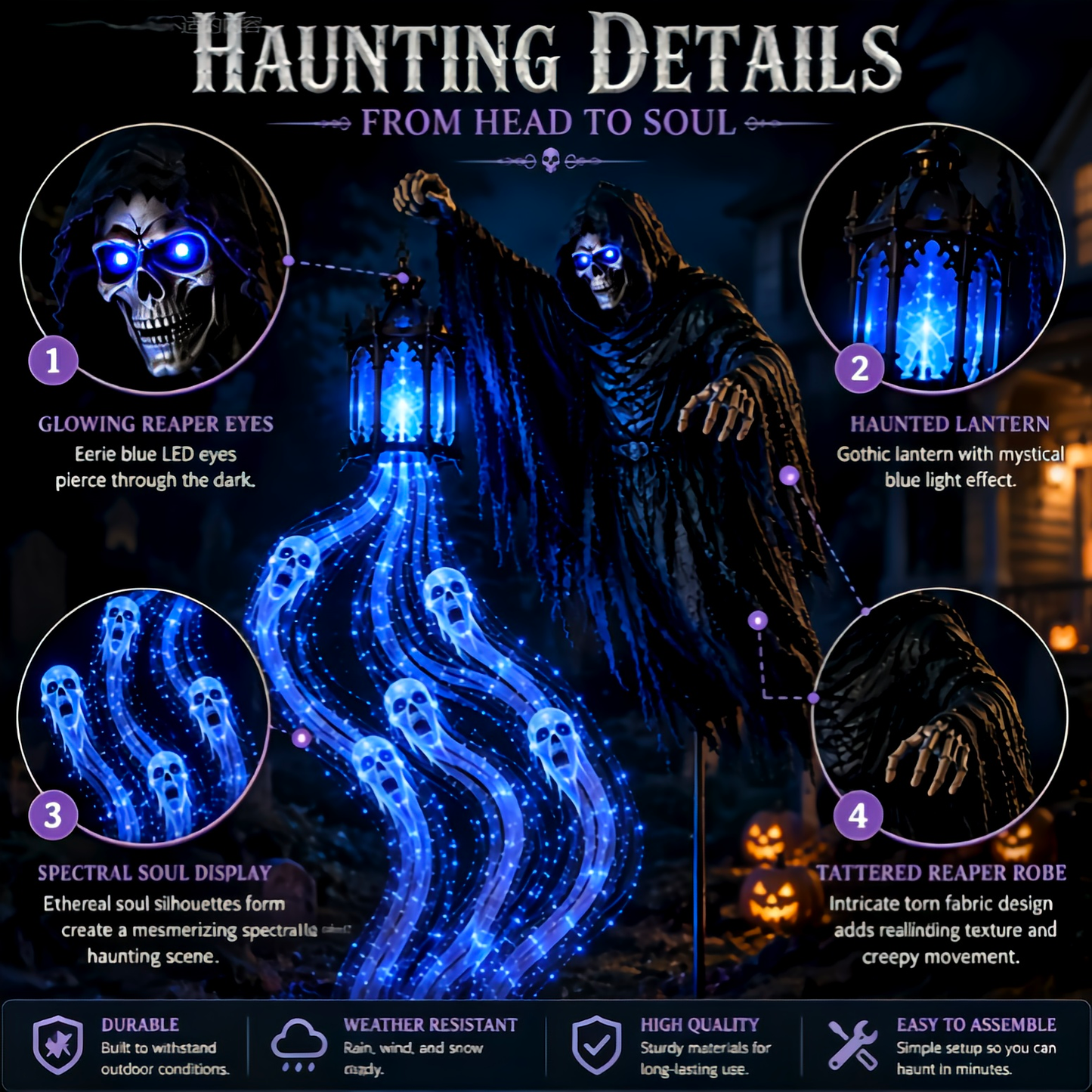 🎁💀The Grim Reaper’s Glowing Garden-A Spooky Halloween Yard Display