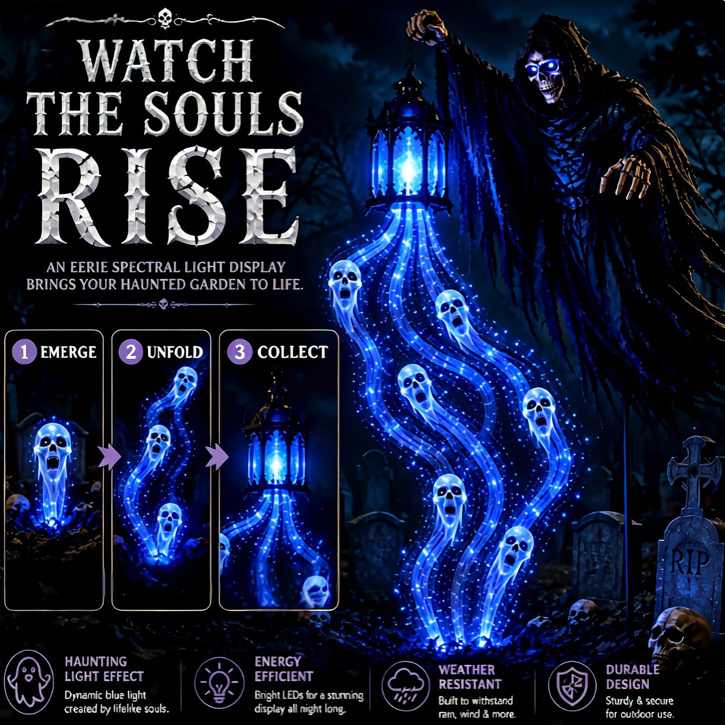 🎁💀The Grim Reaper’s Glowing Garden-A Spooky Halloween Yard Display