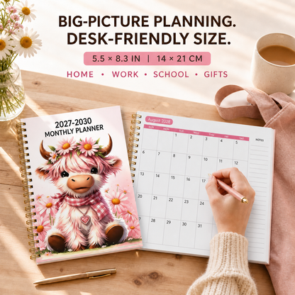 August 2028 monthly planner in a desk lifestyle scene