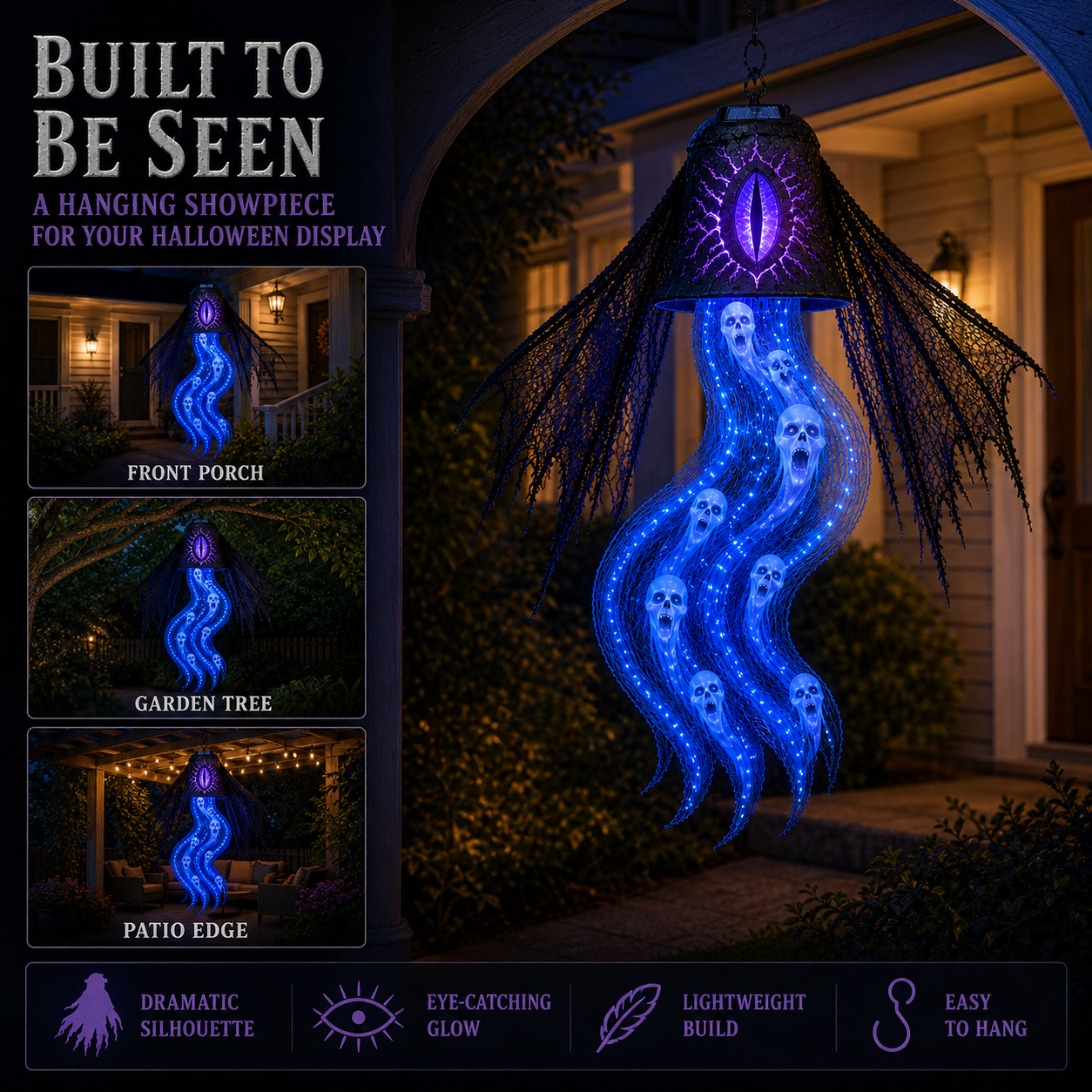 Solar Soul Torrent Haunted Bell – Animated Halloween Hanging Light