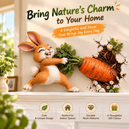 🐰 Funny Bunny Pulling Carrot Wall Decor