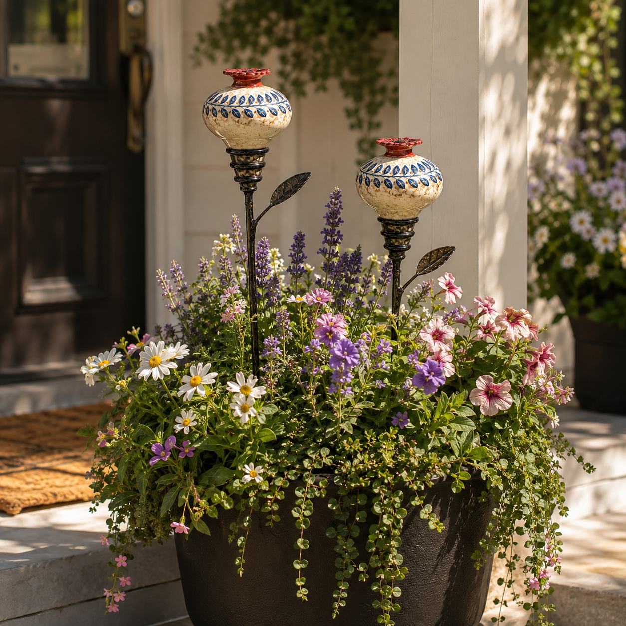 Vintage Hummingbird Feeder 🌺🐦 – Decorative Garden Pole