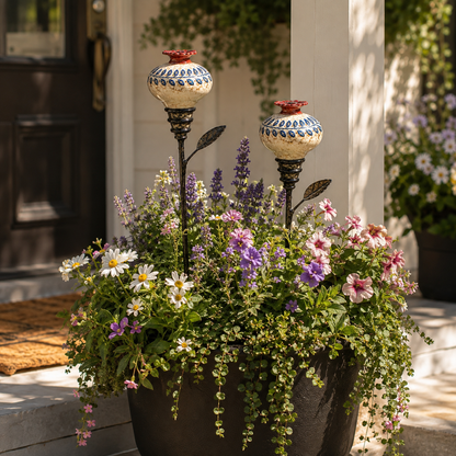 Vintage Hummingbird Feeder 🌺🐦 – Decorative Garden Pole