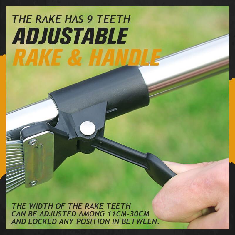 🔥Limited Time 50% OFF🍁 Reach Every Corner – Adjustable Telescopic Leaf Rake with 9 Steel Tines