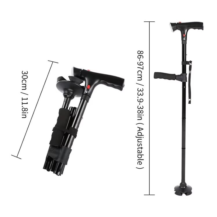🦯 Multifunctional Folding Cane – Safe Steps, Day & Night ⏰