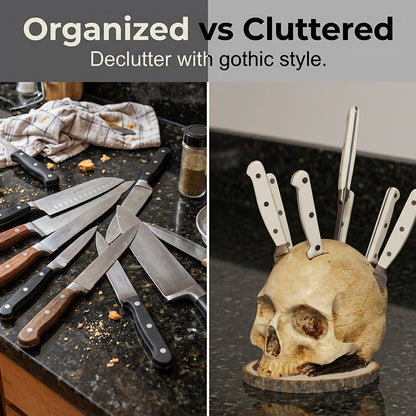 🎃 Halloween Skull Knife Holder – Spooky & Funny Kitchen Knife Storage