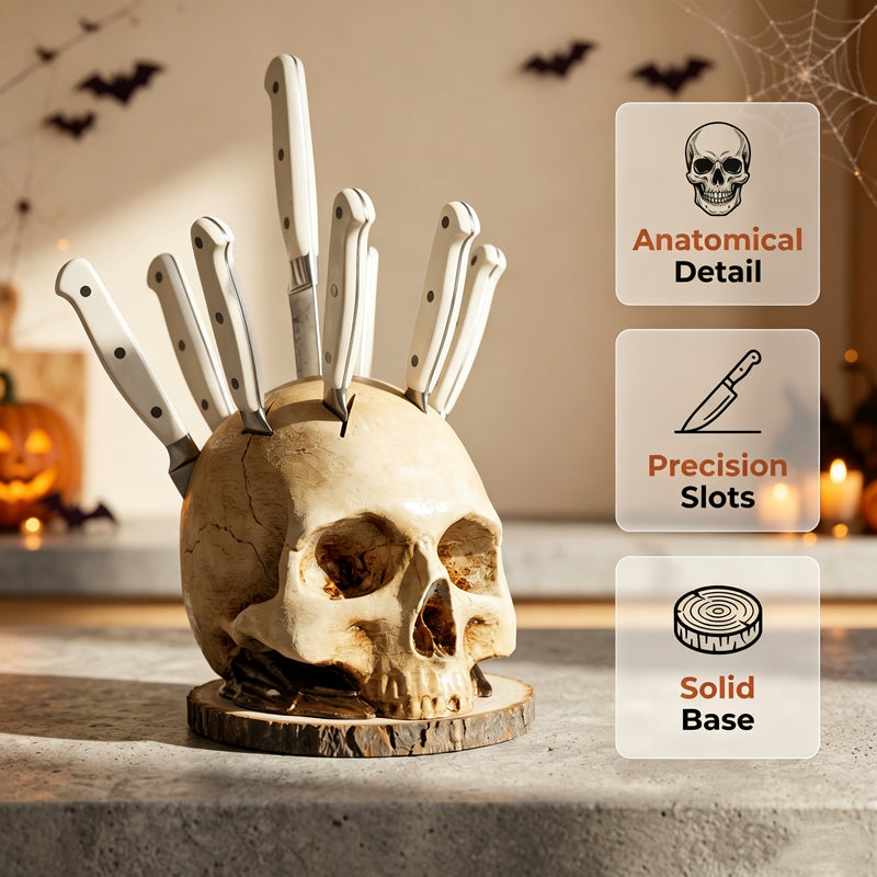 🎃 Halloween Skull Knife Holder – Spooky & Funny Kitchen Knife Storage