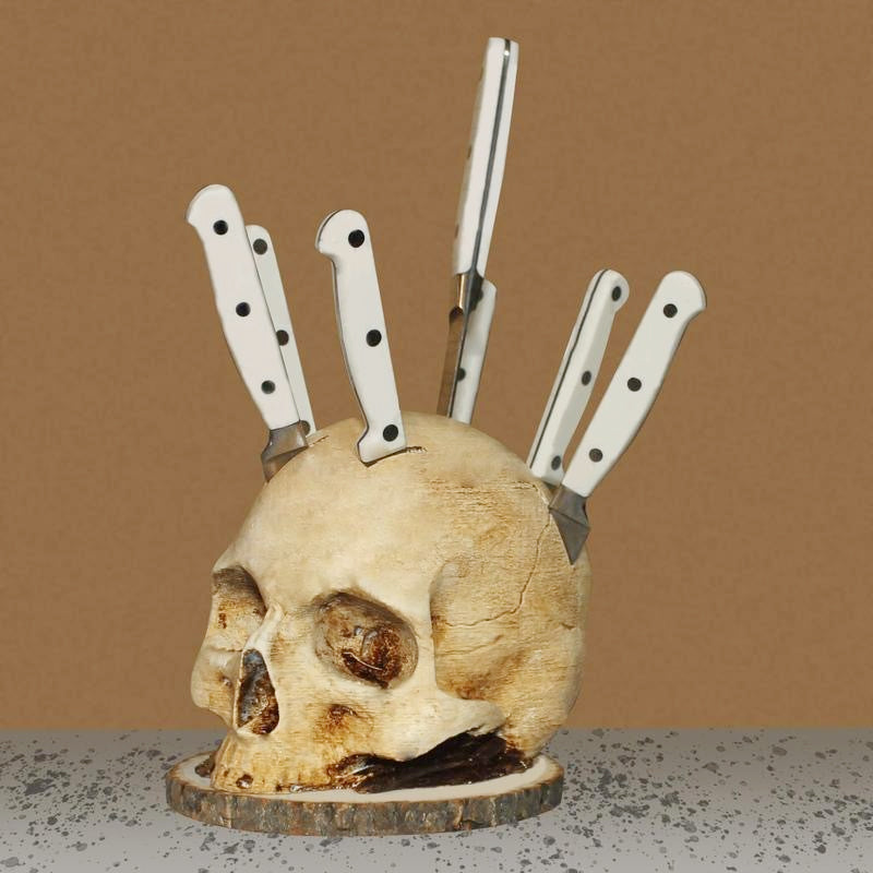 🎃 Halloween Skull Knife Holder – Spooky & Funny Kitchen Knife Storage