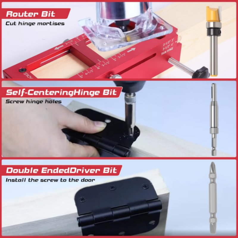 🔧Adjustable Door Hinge Mortise Jig Kit – Precision Routing, Quick Setup & Perfect for Carpenters, Joiners & DIY Home Renovations ✨