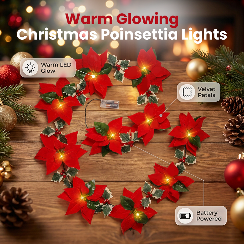 🏵️Christmas Poinsettia Flower String Lights