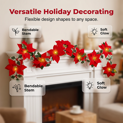 🏵️Christmas Poinsettia Flower String Lights