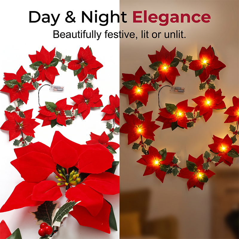 🏵️Christmas Poinsettia Flower String Lights