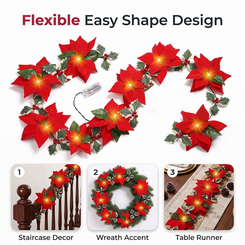🏵️Christmas Poinsettia Flower String Lights
