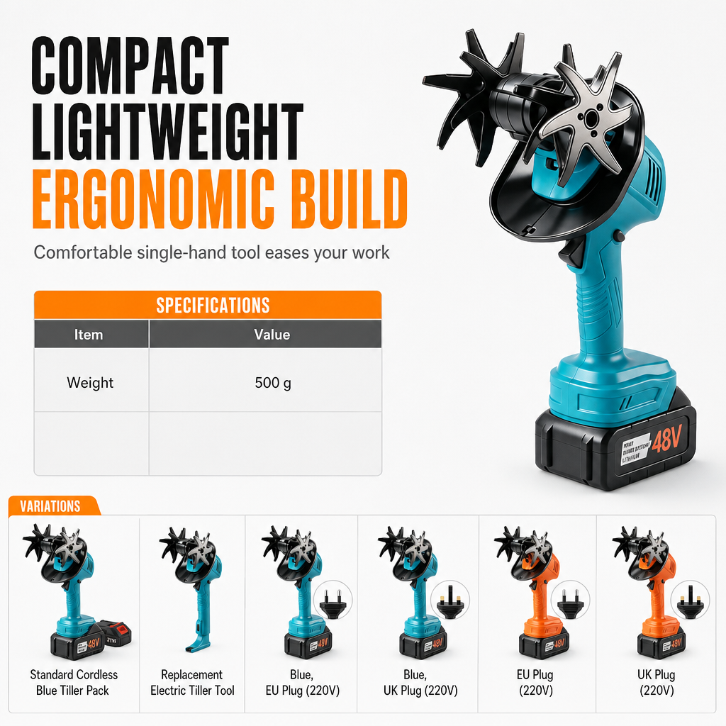 🌱 50% OFF NOW! 🔋 Cordless Mini Tiller – 21V Lithium Battery, Manganese Steel Blades & Ergonomic Grip – Portable Garden Soil Loosener & Weeder 🏡