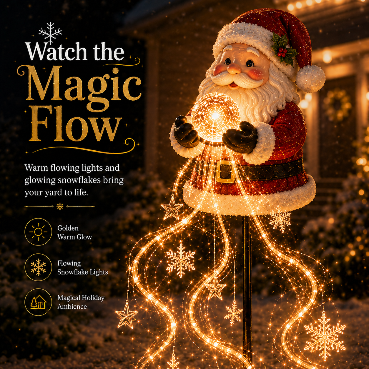 🎄49% OFF🎄 Santa Magic Fountain™ – Flowing Snowflake LED Christmas Garden Light ❄️