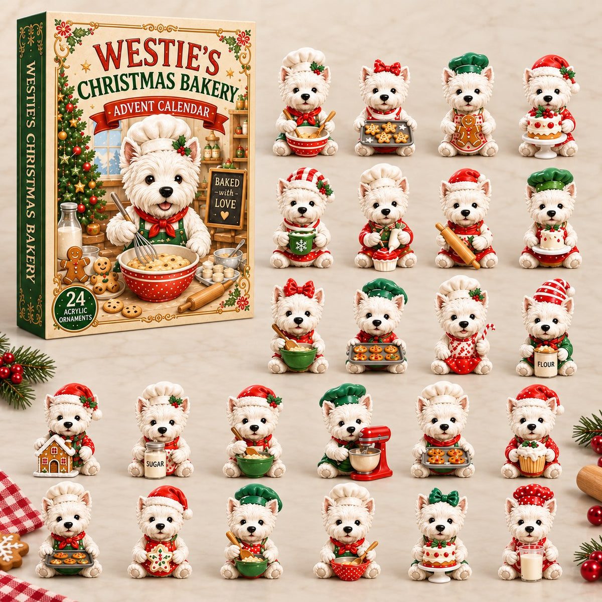 Full 24-piece Westie Christmas Bakery collection